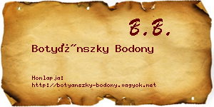 Botyánszky Bodony névjegykártya